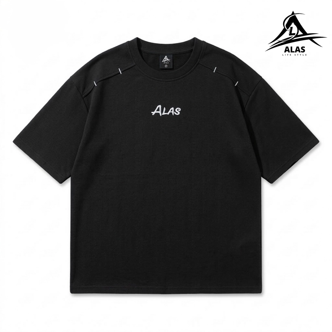 Picsart_26-03-11_22-43-23-256 (1) Oversized Stitch Line Tee- BLACK - Image 1